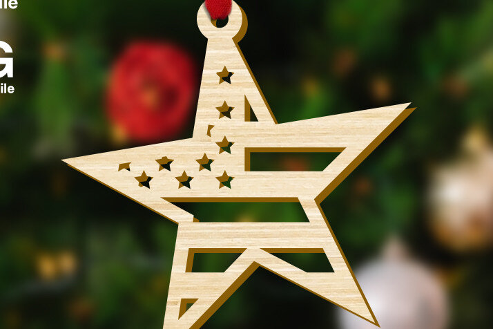 Σετ των 3 Intra απο ξύλο plywood 3mm-4mm πάχος Διακόσμηση χριστουγεννιάτικου δέντρου αμερικανικής σημαίας Δίασταση 4x4 cm INTRAFABR-48808141