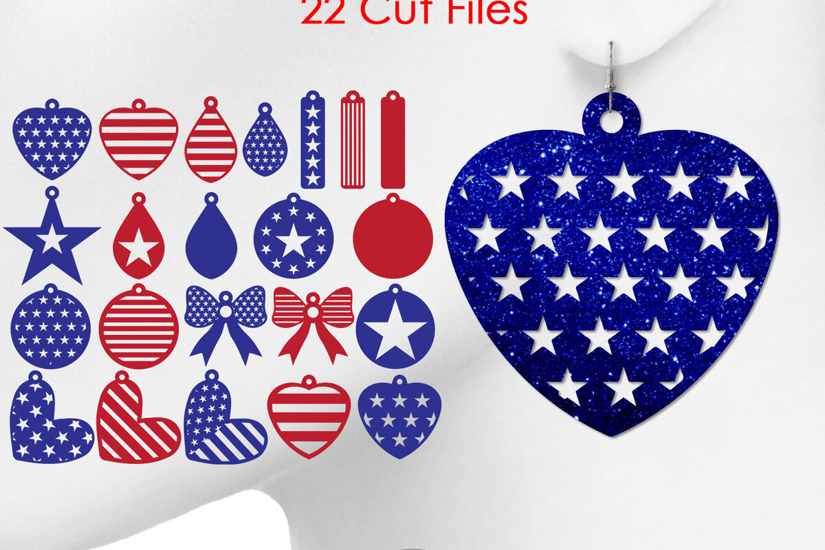 Σετ των 3 Intra απο ξύλο plywood 3mm-4mm πάχος Σκουλαρίκια American Flag Cut  Δίασταση 3x3 cm INTRAFABR-15949712