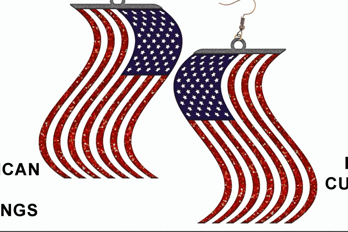 Σετ των 3 Intra απο ξύλο plywood 3mm-4mm πάχος Σκουλαρίκια American Flag Δίασταση 3x3 cm INTRAFABR-31664950