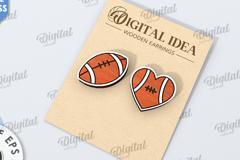 Σετ των 3 Intra απο ξύλο plywood 3mm-4mm πάχος Σκουλαρίκια αμερικανικού ποδοσφαίρου Δίασταση 3x3 cm INTRAFABR-116491986