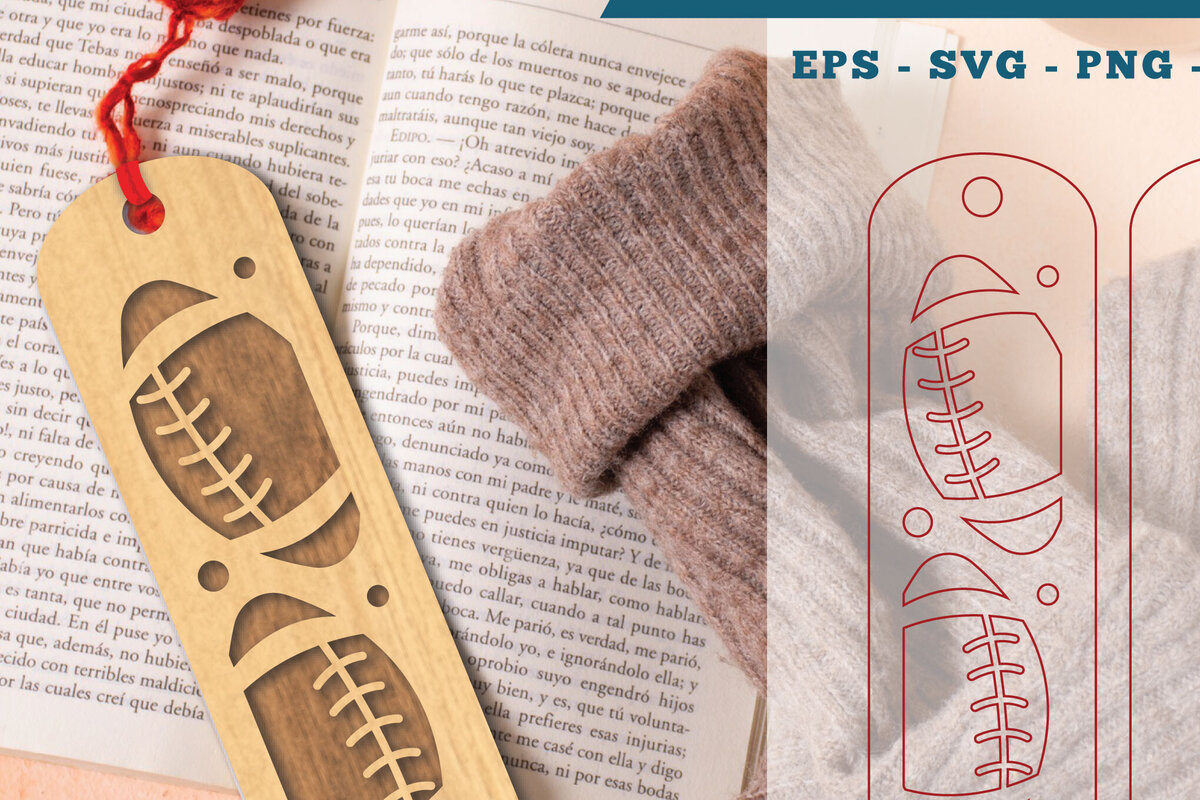 Σετ των 2 Intra απο ξύλο plywood 3mm-4mm πάχος Σελιδοδείκτες κοπής με λέιζερ αμερικανικού ποδοσφαίρου Δίασταση 15x15 cm INTRAFABR-112989667