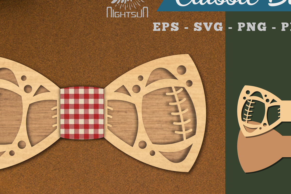 Σετ των 3 Intra απο ξύλο plywood 3mm-4mm πάχος Παπιγιόν με λέιζερ αμερικανικού ποδοσφαίρου Δίασταση 15x15 cm INTRAFABR-112552465