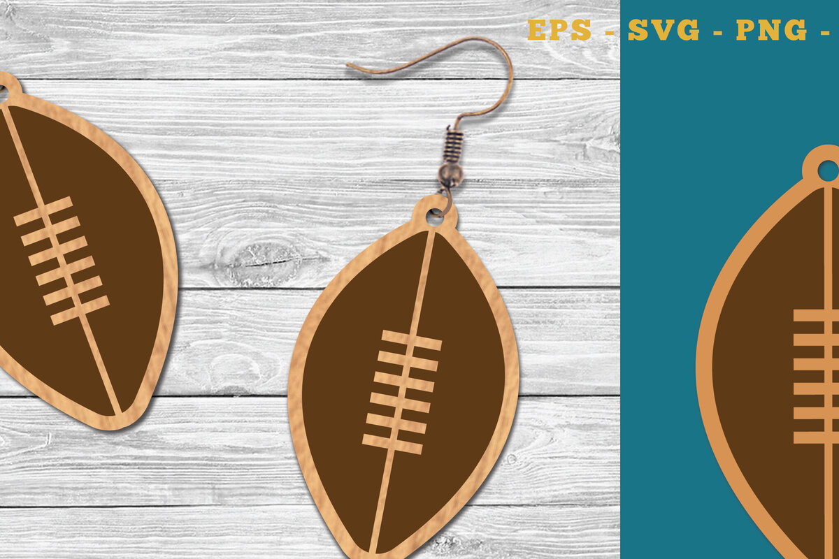 Σετ των 3 Intra απο ξύλο plywood 3mm-4mm πάχος Σκουλαρίκια με λέιζερ αμερικανικού ποδοσφαίρου Δίασταση 3x3 cm INTRAFABR-111468960