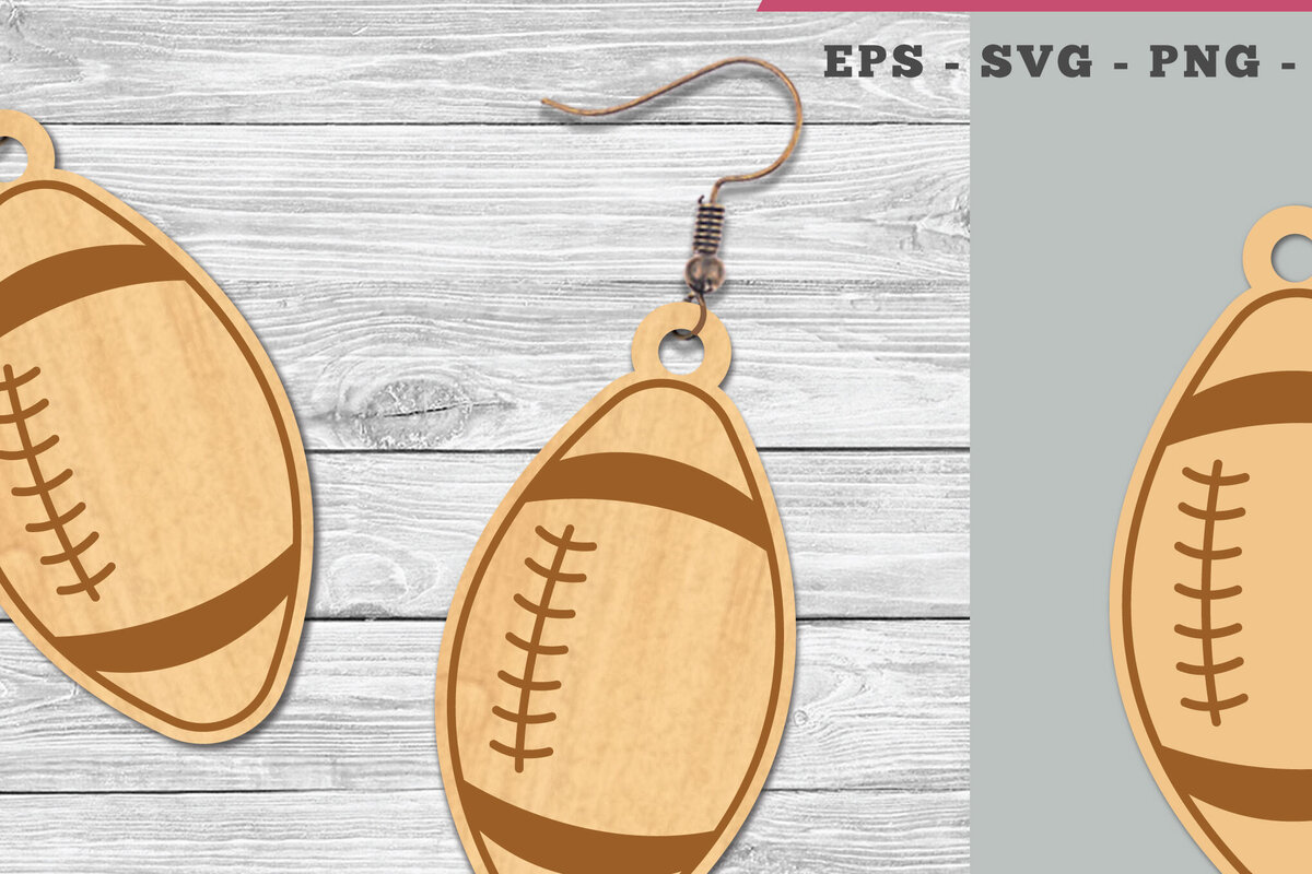 Σετ των 3 Intra απο ξύλο plywood 3mm-4mm πάχος Σκουλαρίκια με λέιζερ αμερικανικού ποδοσφαίρου Δίασταση 3x3 cm INTRAFABR-106400581