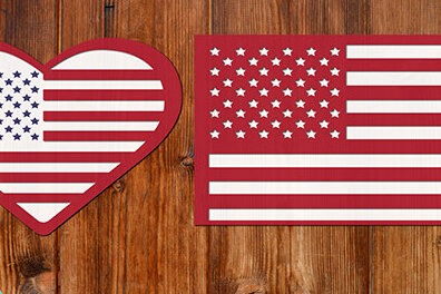 Intra απο ξύλο plywood 3mm-4mm πάχος Αμερικανική Καρδιά Σημαία Δίασταση 30x20 cm INTRAFABR-16035383