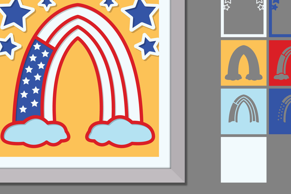 Σετ των 2 Intra απο ξύλο plywood 3mm-4mm πάχος Αμερικάνικη κοπή χαρτιού 3D Rainbow Δίασταση 15x15 cm INTRAFABR-70033670