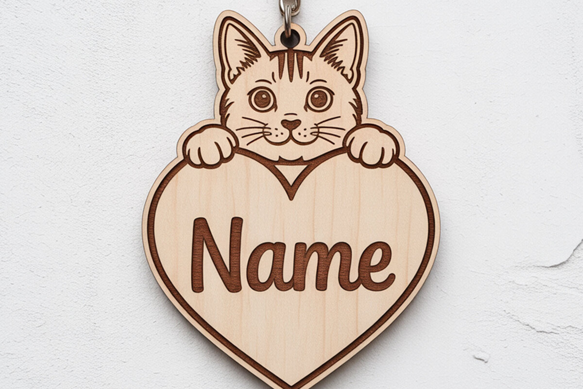 Σετ των 3 Intra απο ξύλο plywood 3mm-4mm πάχος Μπρελόκ American Shorthair Cat Δίασταση 6x6 cm INTRAFABR-122315468