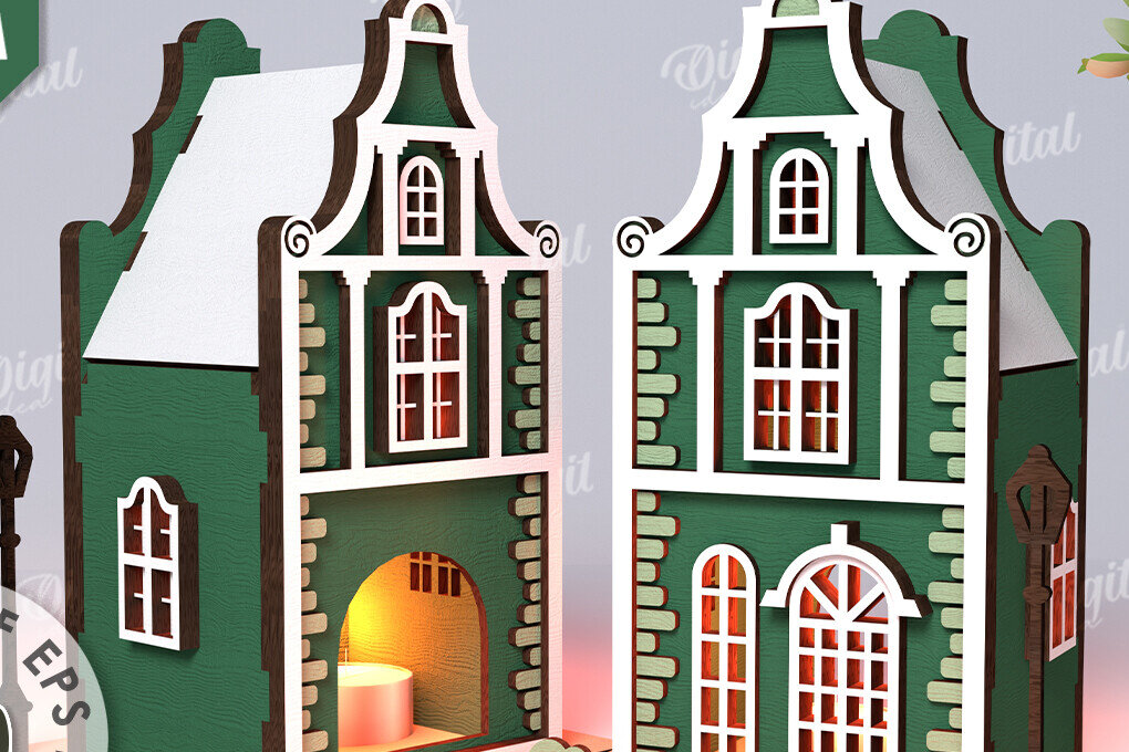 Intra απο ξύλο plywood 3mm-4mm πάχος Amsterdam House. Κηροπήγιο Δίασταση 30x20 cm INTRAFABR-114873041