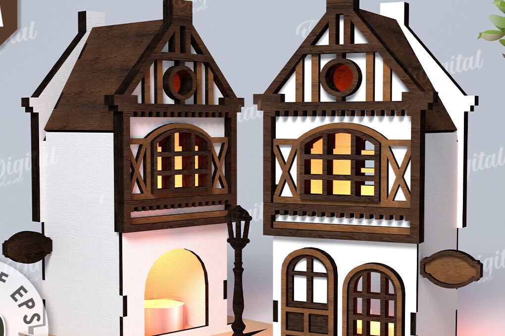 Intra απο ξύλο plywood 3mm-4mm πάχος Amsterdam House. Κηροπήγιο Δίασταση 30x20 cm INTRAFABR-114873068