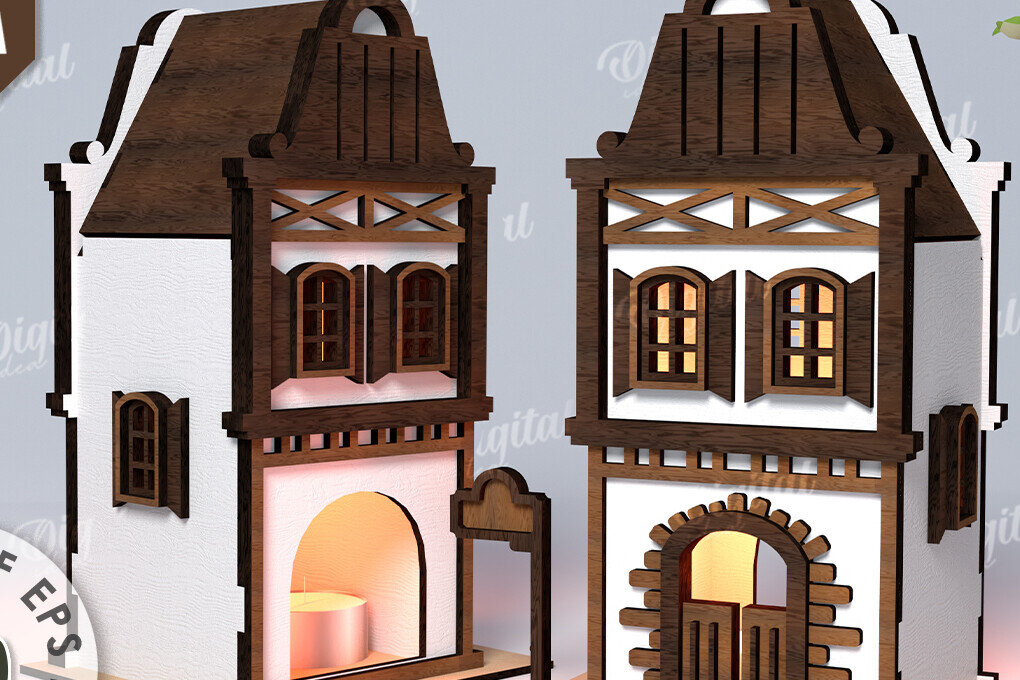 Intra απο ξύλο plywood 3mm-4mm πάχος Amsterdam House. Κηροπήγιο Δίασταση 30x20 cm INTRAFABR-114872967