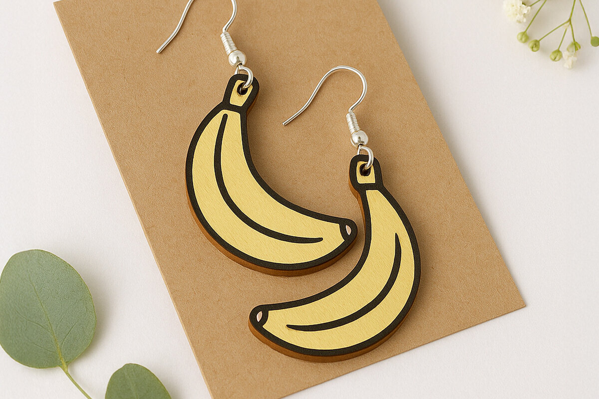 Σετ των 3 Intra απο ξύλο plywood 3mm-4mm πάχος Σκουλαρίκια Anana Fruit Δίασταση 3x3 cm INTRAFABR-123818119