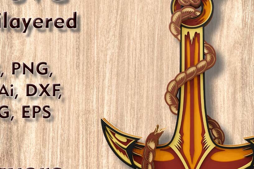 Σετ των 3 Intra απο ξύλο plywood 3mm-4mm πάχος Anchor 3D Multilayer Cut   Δίασταση 8x8 cm INTRAFABR-109449770