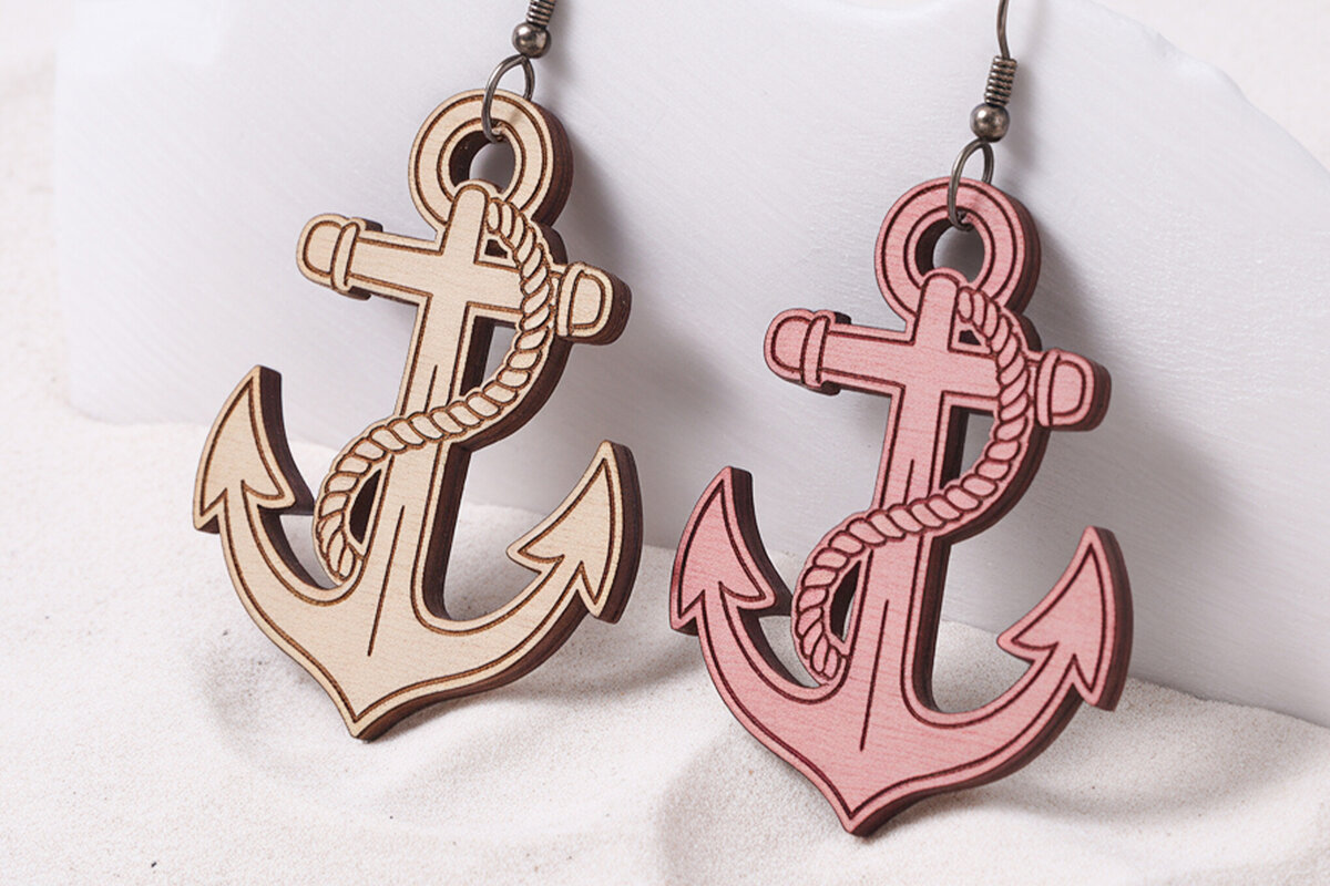 Σετ των 3 Intra απο ξύλο plywood 3mm-4mm πάχος Σκουλαρίκια άγκυρας Cut  Δίασταση 3x3 cm INTRAFABR-121577255