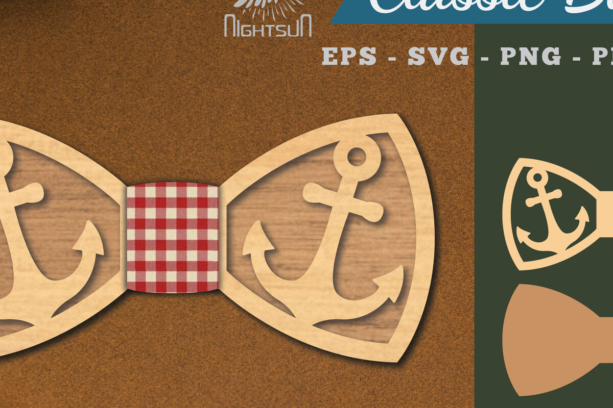 Σετ των 2 Intra απο ξύλο plywood 3mm-4mm πάχος Anchor Bowtie Δίασταση 15x15 cm INTRAFABR-112131370