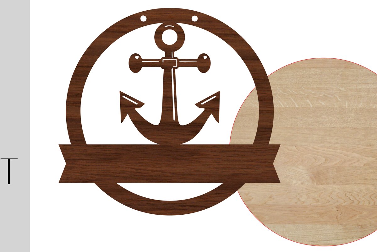 Σετ των 3 Intra απο ξύλο plywood 3mm-4mm πάχος Σημάδι καλωσορίσματος άγκυρας και κενό Δίασταση 9x9 cm INTRAFABR-13922302