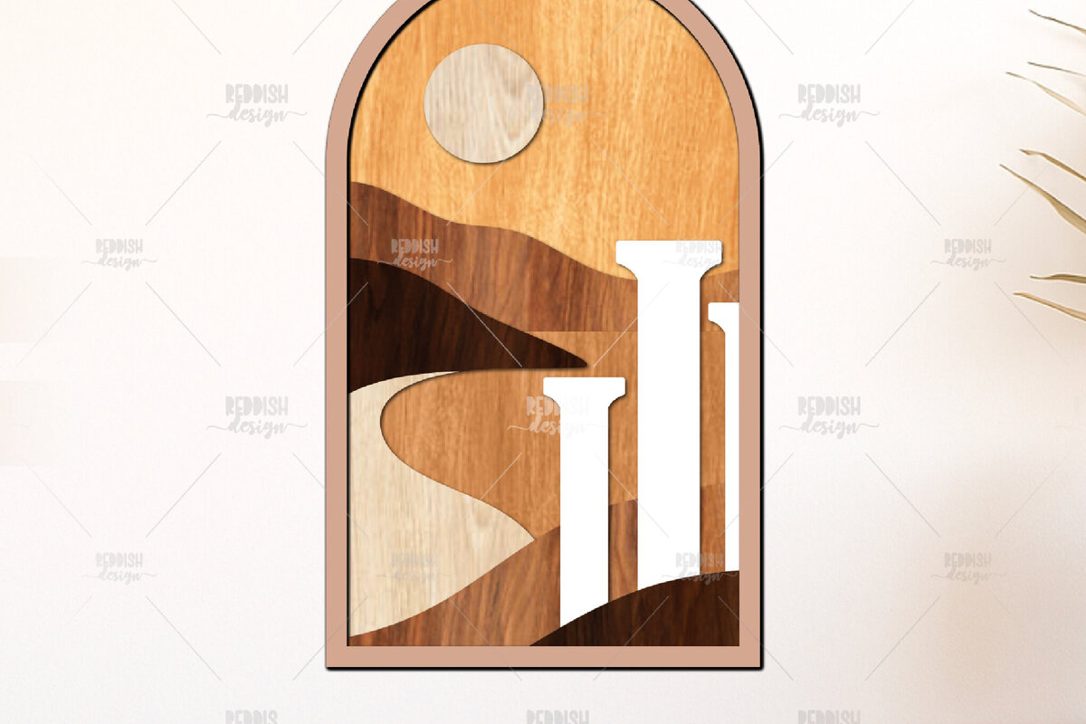 Intra απο ξύλο plywood 3mm-4mm πάχος Αρχαίες στήλες στο ηλιοβασίλεμα τρισδιάστατες στρώσεις Δίασταση 40x40 cm INTRAFABR-125136096