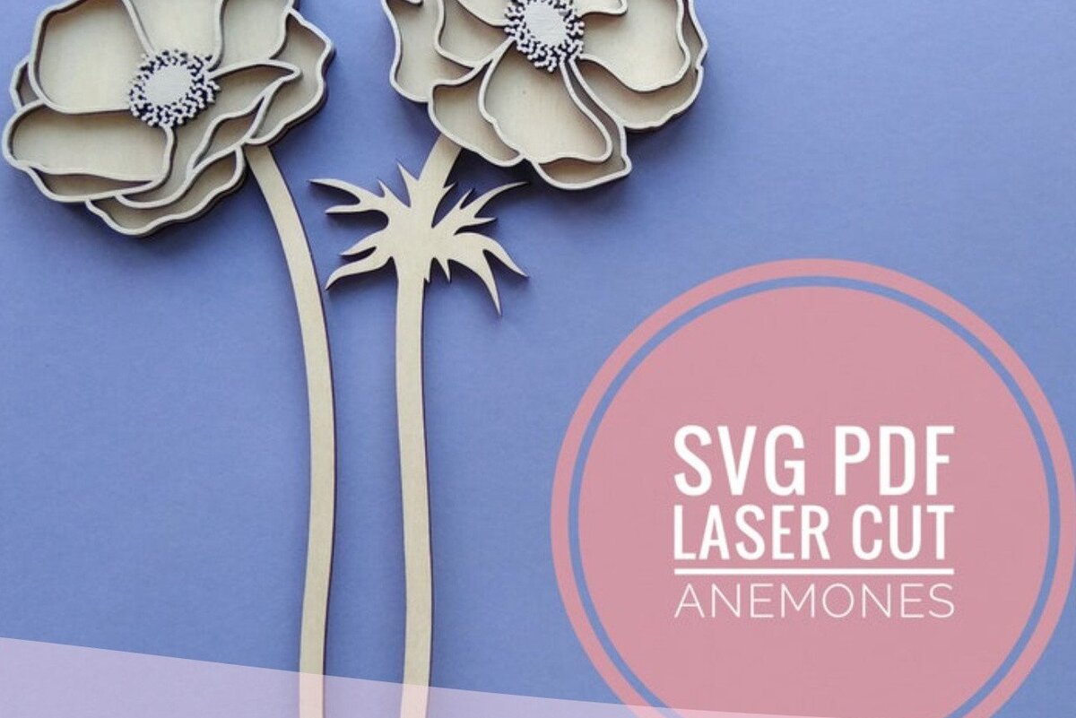 Intra απο ξύλο plywood 3mm-4mm πάχος Anemone Flower Δίασταση 28x28 cm INTRAFABR-33074484