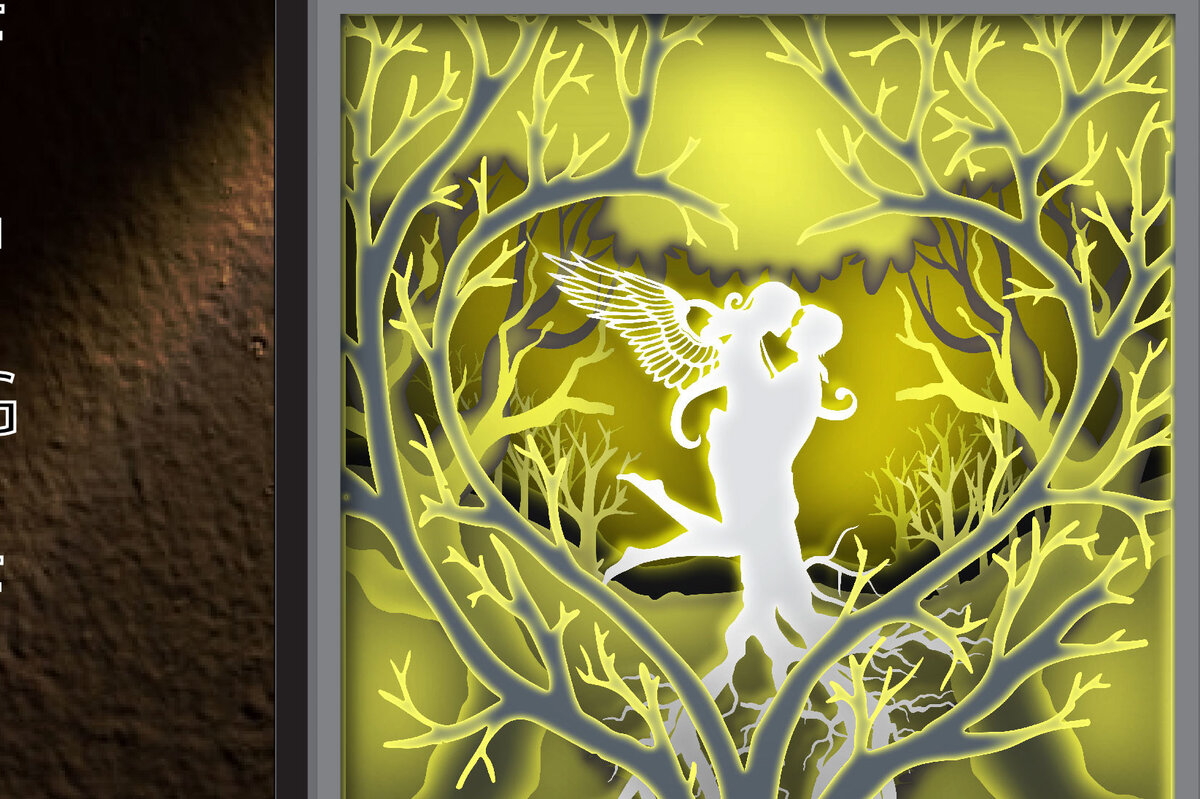 Intra απο ξύλο plywood 3mm-4mm πάχος Ο Angel and the Tree Shadow Box Multilayer Δίασταση 25x25 cm INTRAFABR-24756271