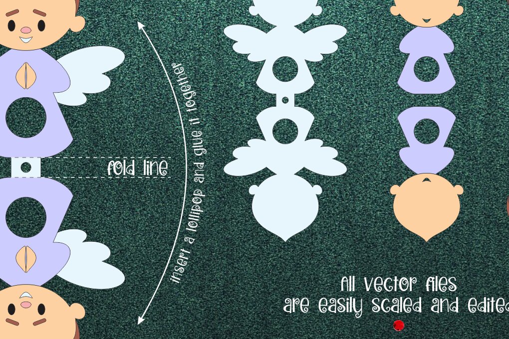 Σετ των 2 Intra απο ξύλο plywood 3mm-4mm πάχος Angel Boy Lollipop Holder Δίασταση 30x20 cm INTRAFABR-21586988