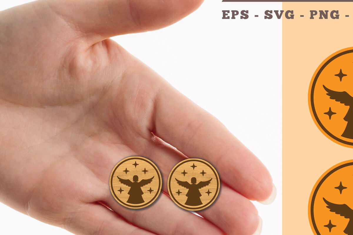 Σετ των 3 Intra απο ξύλο plywood 3mm-4mm πάχος Σκουλαρίκια Angel Σκουλαρίκια Δίασταση 3x3 cm INTRAFABR-102676566