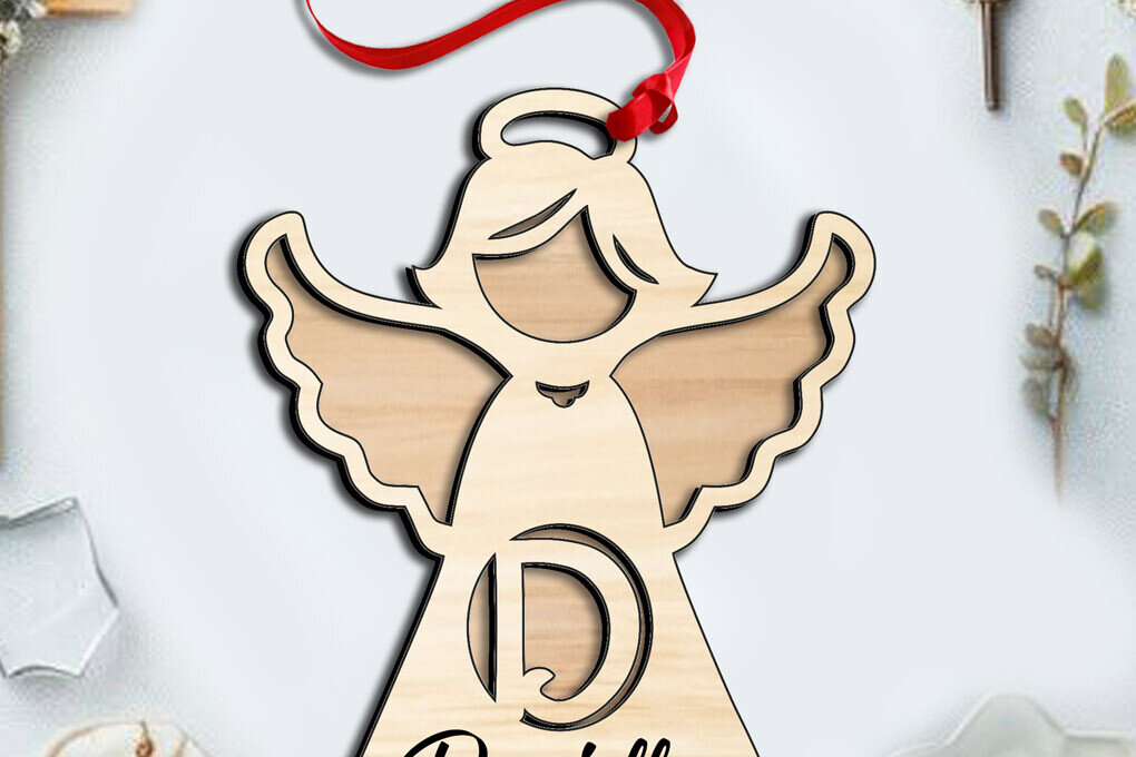 Σετ των 3 Intra απο ξύλο plywood 3mm-4mm πάχος Angel  Letter D Στολίδι Δώρο Δίασταση 8x8 cm INTRAFABR-116226139