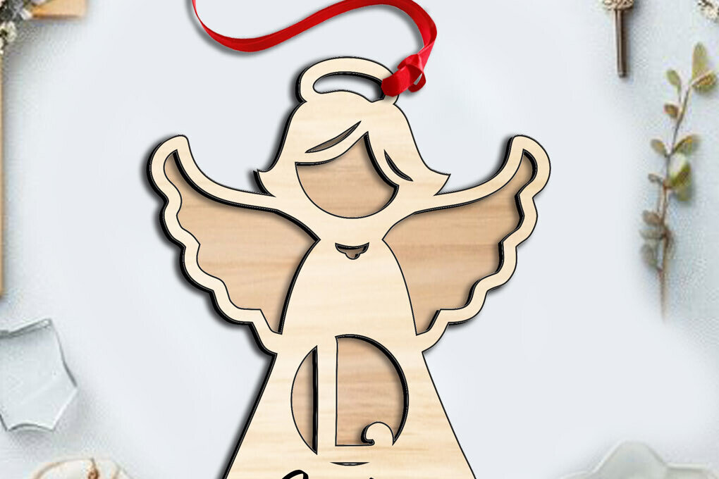 Σετ των 3 Intra απο ξύλο plywood 3mm-4mm πάχος Angel  Letter L Ιερό Στολίδι Δίασταση 8x8 cm INTRAFABR-116282051