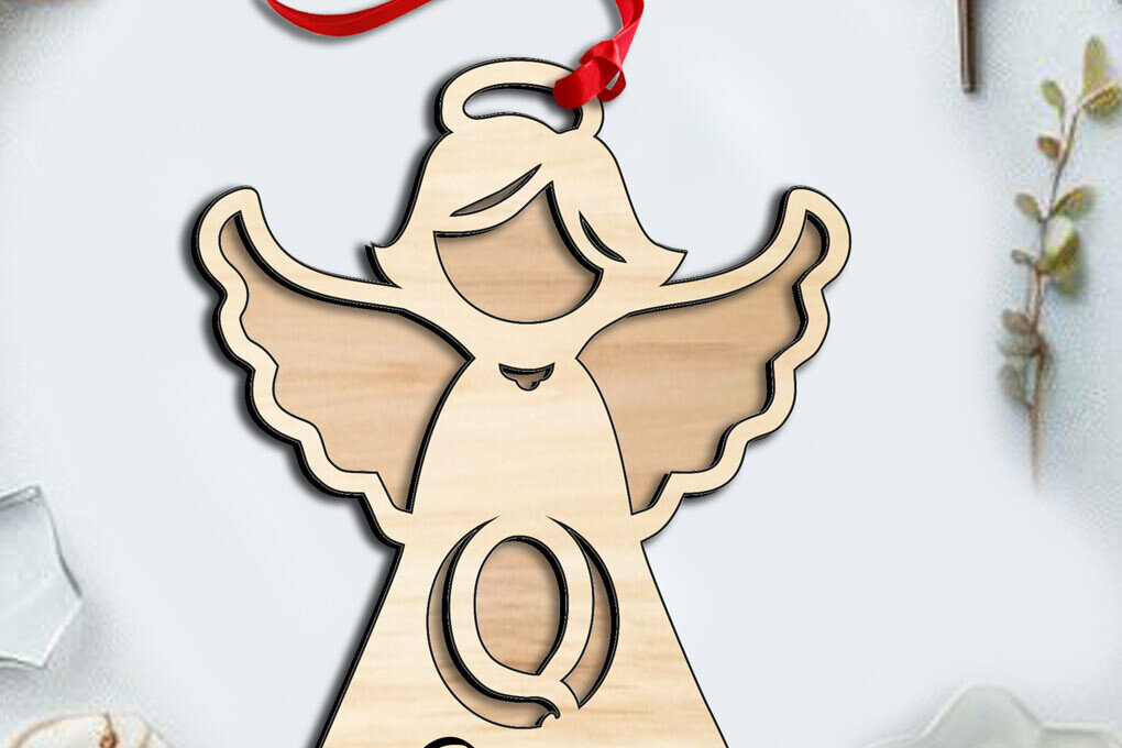 Σετ των 3 Intra απο ξύλο plywood 3mm-4mm πάχος Angel  Letter Q Ιερό Στολίδι Δίασταση 8x8 cm INTRAFABR-116353119