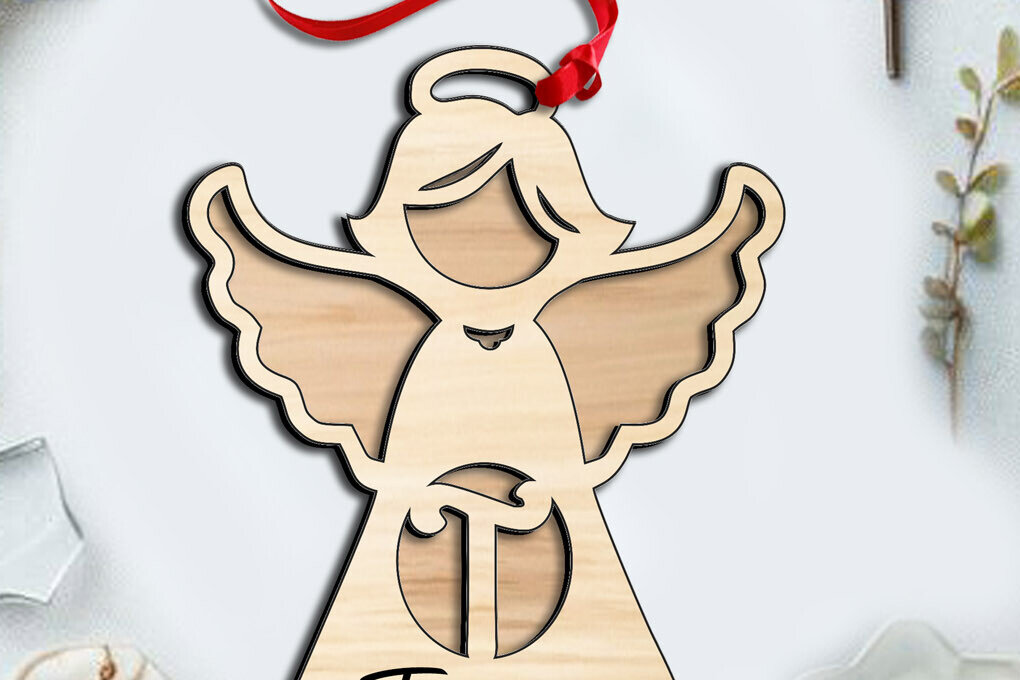 Σετ των 3 Intra απο ξύλο plywood 3mm-4mm πάχος Angel  Letter T Ιερό Στολίδι Δίασταση 8x8 cm INTRAFABR-116353310