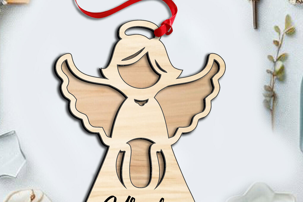 Σετ των 3 Intra απο ξύλο plywood 3mm-4mm πάχος Angel  Letter U Ιερό Στολίδι Δίασταση 8x8 cm INTRAFABR-116404600