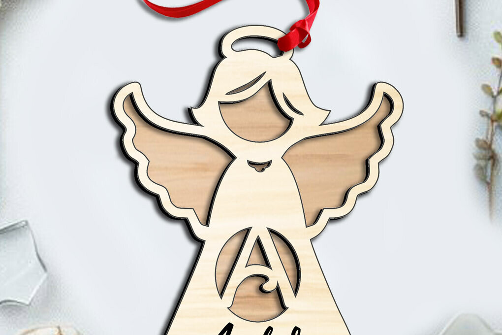 Σετ των 3 Intra απο ξύλο plywood 3mm-4mm πάχος Γράμμα αγγέλου ένα δώρο στολίδι με λέιζερ Δίασταση 8x8 cm INTRAFABR-116225914