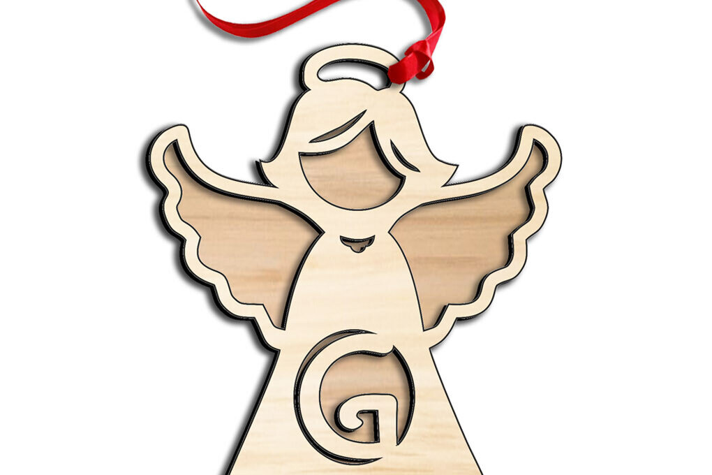 Σετ των 3 Intra απο ξύλο plywood 3mm-4mm πάχος Άγγελος Letter G Δώρο στολίδι με λέιζερ Δίασταση 8x8 cm INTRAFABR-116273275