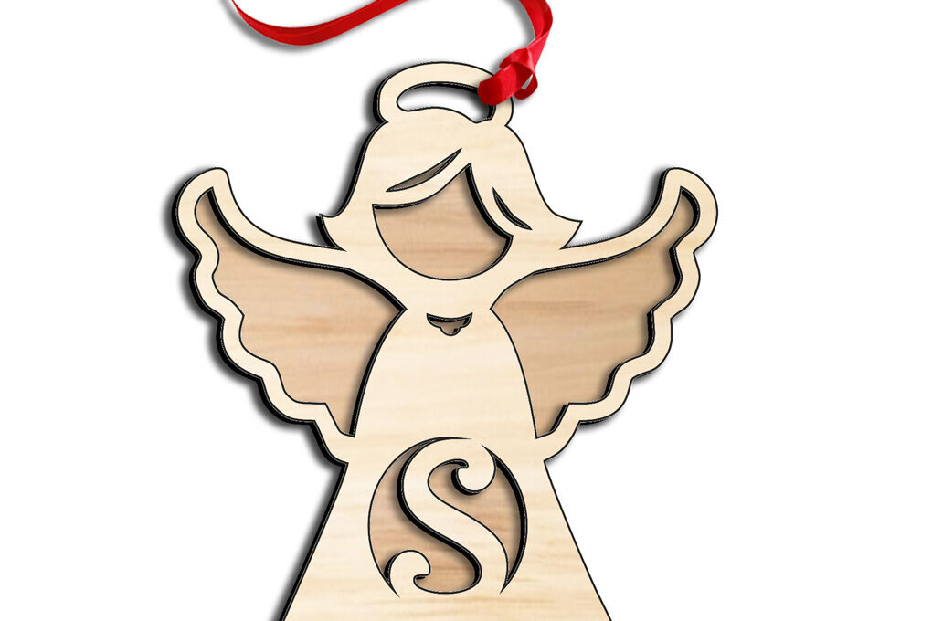 Σετ των 3 Intra απο ξύλο plywood 3mm-4mm πάχος Άγγελος Γράμμα S Πασχαλινό στολίδι με λέιζερ Δίασταση 8x8 cm INTRAFABR-116353273