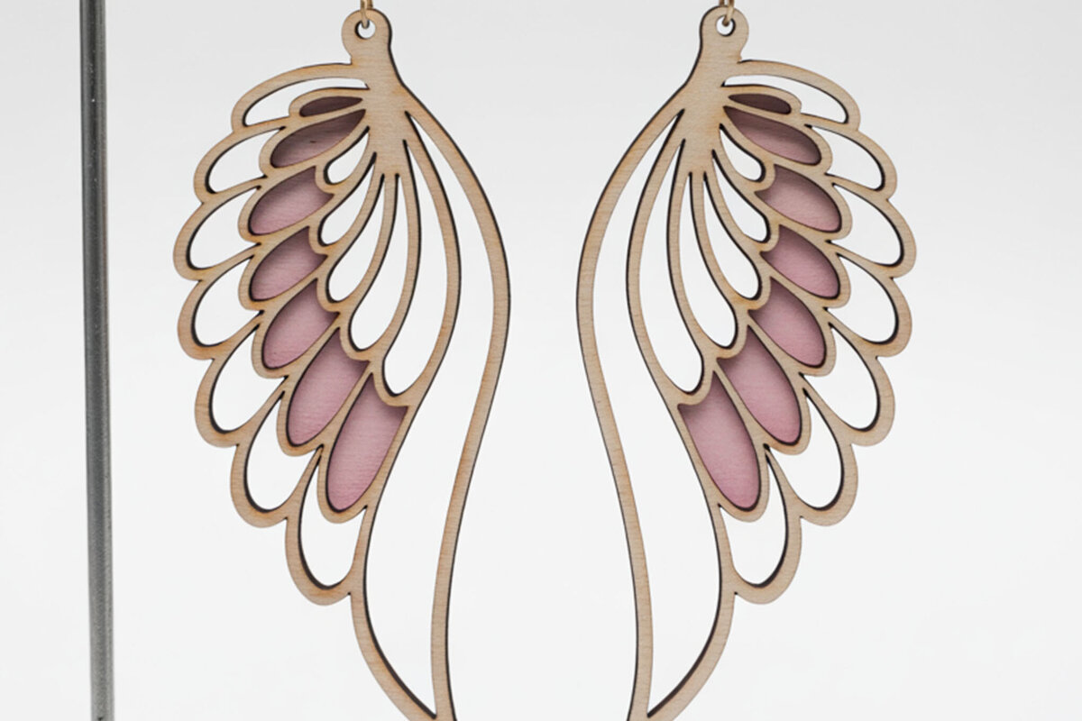 Σετ των 3 Intra απο ξύλο plywood 3mm-4mm πάχος Σκουλαρίκια Angel Wing Δίασταση 3x3 cm INTRAFABR-122723910