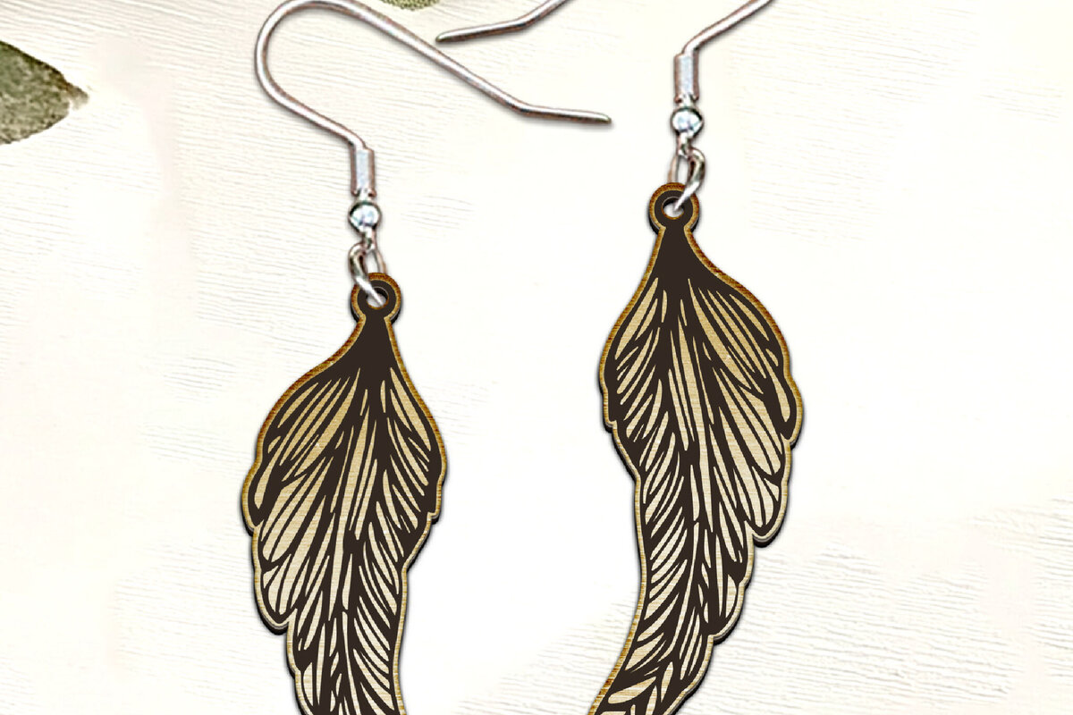 Σετ των 3 Intra απο ξύλο plywood 3mm-4mm πάχος Σκουλαρίκια Angel Wings Κοπή . Δίασταση 4x4 cm INTRAFABR-121852965