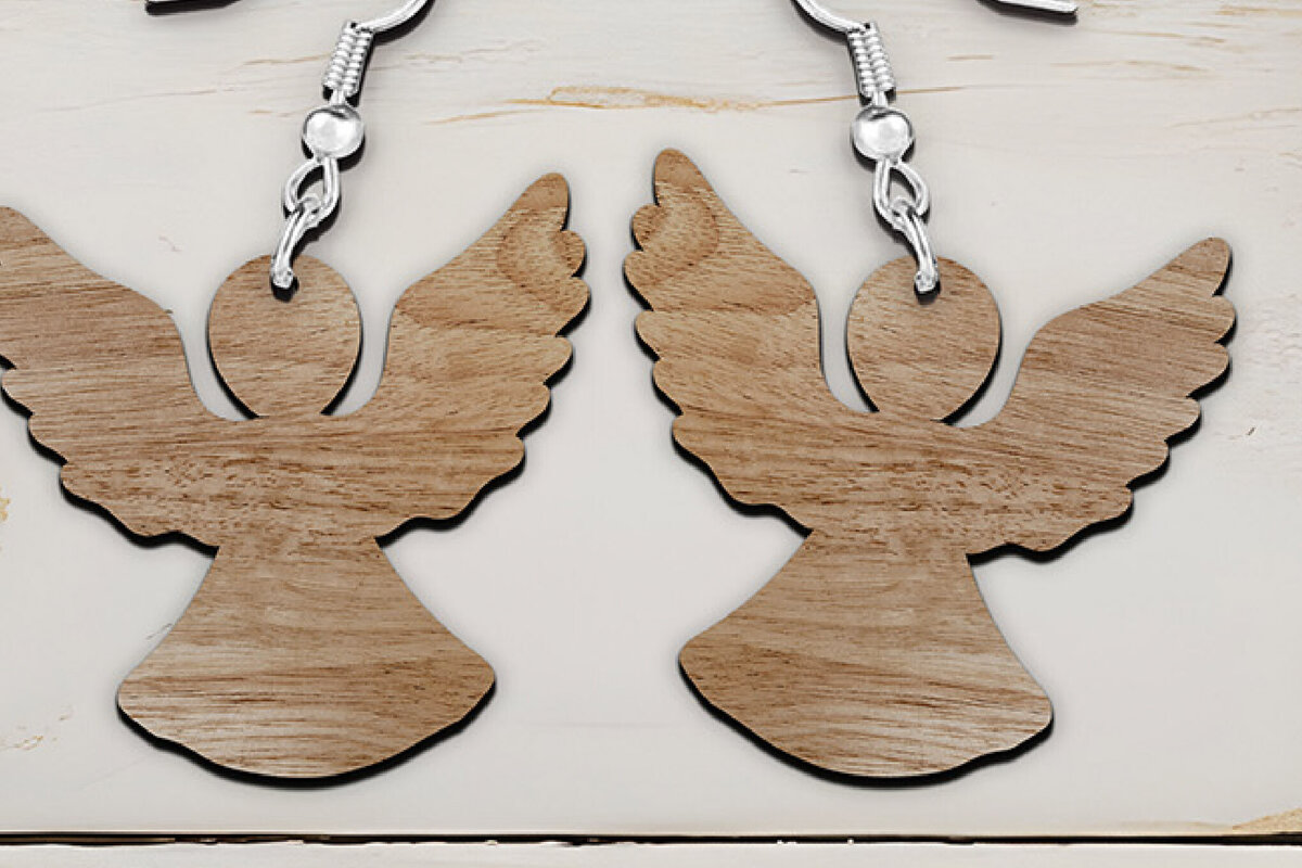 Σετ των 3 Intra απο ξύλο plywood 3mm-4mm πάχος Σκουλαρίκια Angel Wings κομμένα με λέιζερ. Δίασταση 4x4 cm INTRAFABR-111689562