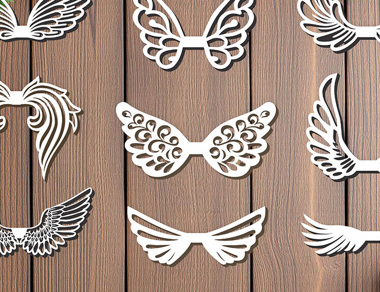 Intra απο ξύλο plywood 3mm-4mm πάχος Angel Wings Macrame Δίασταση 20x30 cm INTRAFABR-109169561