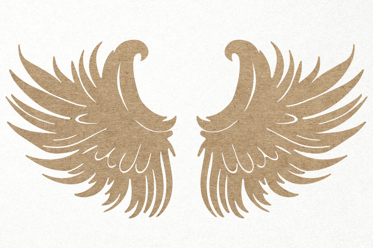 Σετ των 3 Intra απο ξύλο plywood 3mm-4mm πάχος κοπής χαρτιού με λέιζερ Angel Wings Δίασταση 7x7 cm INTRAFABR-115249446