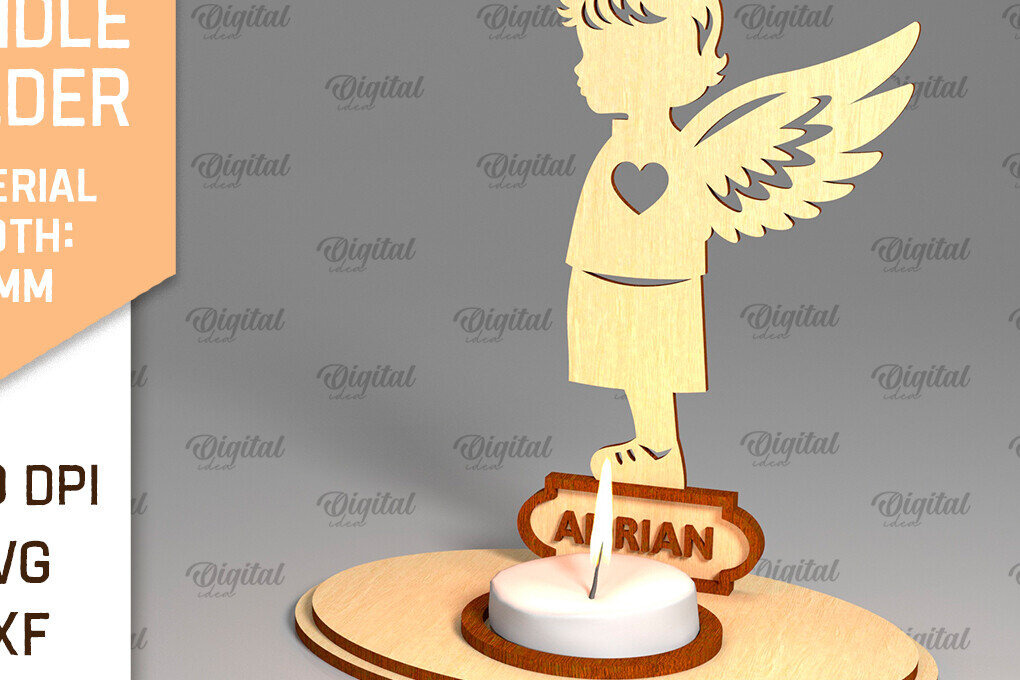 Intra απο ξύλο plywood 3mm-4mm πάχος Αγγελική Ξύλινη Κηροπήγιο Κοπή  Δίασταση 30x20 cm INTRAFABR-96133682