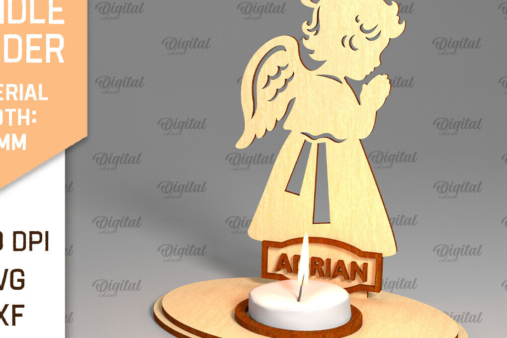 Intra απο ξύλο plywood 3mm-4mm πάχος Αγγελική Ξύλινη Κηροπήγιο Κοπή  Δίασταση 30x20 cm INTRAFABR-96133708