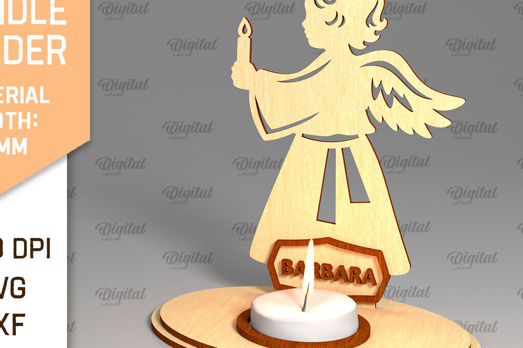 Intra απο ξύλο plywood 3mm-4mm πάχος Αγγελική Ξύλινη Κηροπήγιο Κοπή  Δίασταση 30x20 cm INTRAFABR-96133751