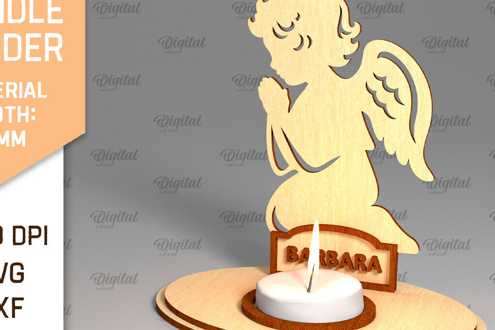 Intra απο ξύλο plywood 3mm-4mm πάχος Αγγελική Ξύλινη Κηροπήγιο Κοπή  Δίασταση 30x20 cm INTRAFABR-96133845