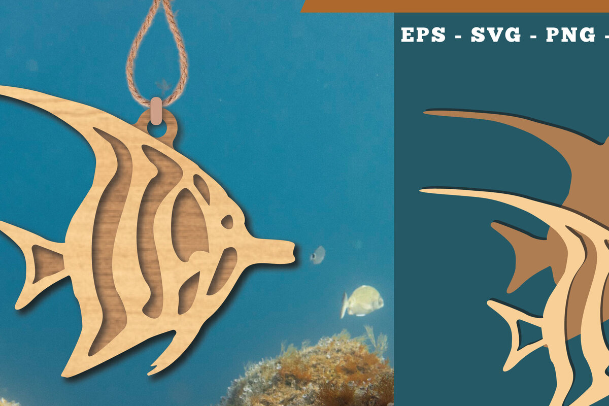 Σετ των 3 Intra απο ξύλο plywood 3mm-4mm πάχος Στολίδι κοπής με λέιζερ Angelfish 2 Δίασταση 8x8 cm INTRAFABR-112466428