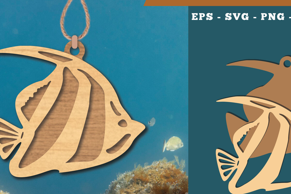 Σετ των 3 Intra απο ξύλο plywood 3mm-4mm πάχος Στολίδι με λέιζερ Angelfish 3 Δίασταση 8x8 cm INTRAFABR-112466467