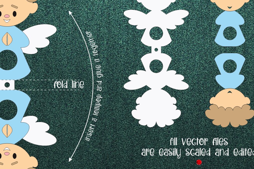 Σετ των 2 Intra απο ξύλο plywood 3mm-4mm πάχος προτύπων κατόχων αγγέλων Lolly Δίασταση 30x20 cm INTRAFABR-21843828