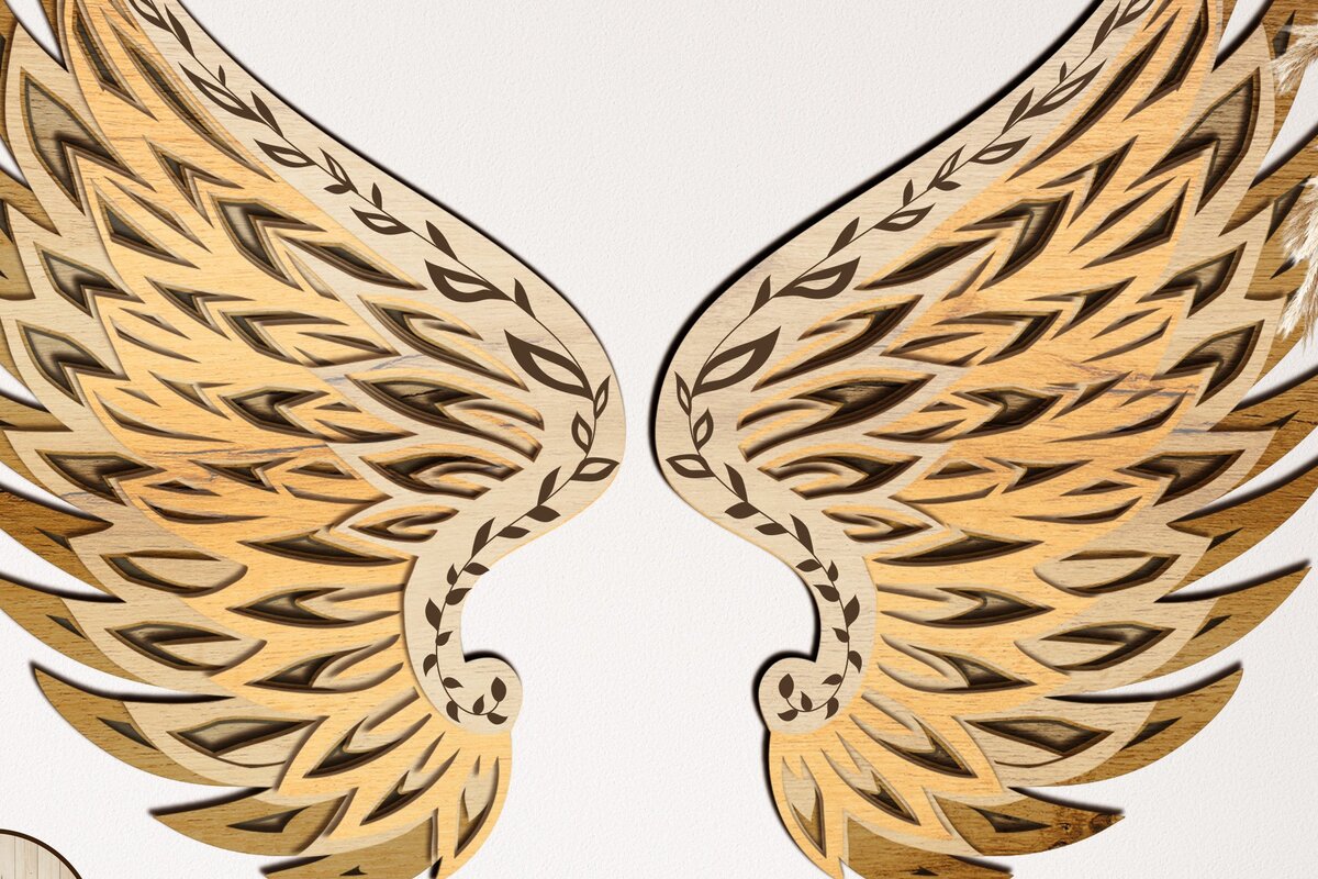 Intra απο ξύλο plywood 3mm-4mm πάχος Πρότυπο &amp; χαρτιού ANGELS WINGS Δίασταση 40x40 cm INTRAFABR-33739938