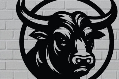 Σετ των 2 Intra απο ξύλο plywood 3mm-4mm πάχος κοπής με λέιζερ μεταλλικού τοίχου Angry Bull Δίασταση 40x40 cm INTRAFABR-120521821