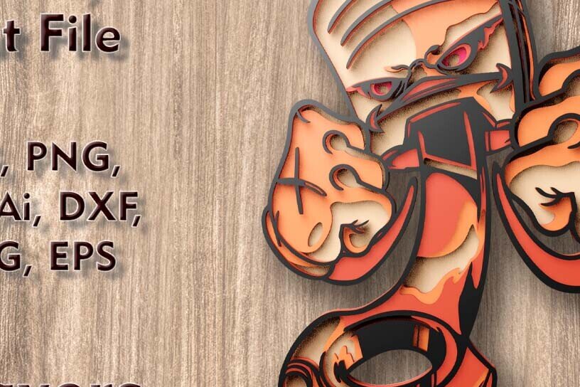 Σετ των 3 Intra απο ξύλο plywood 3mm-4mm πάχος πολλαπλών στρώσεων Angry Piston Δίασταση 7x7 cm INTRAFABR-124389195