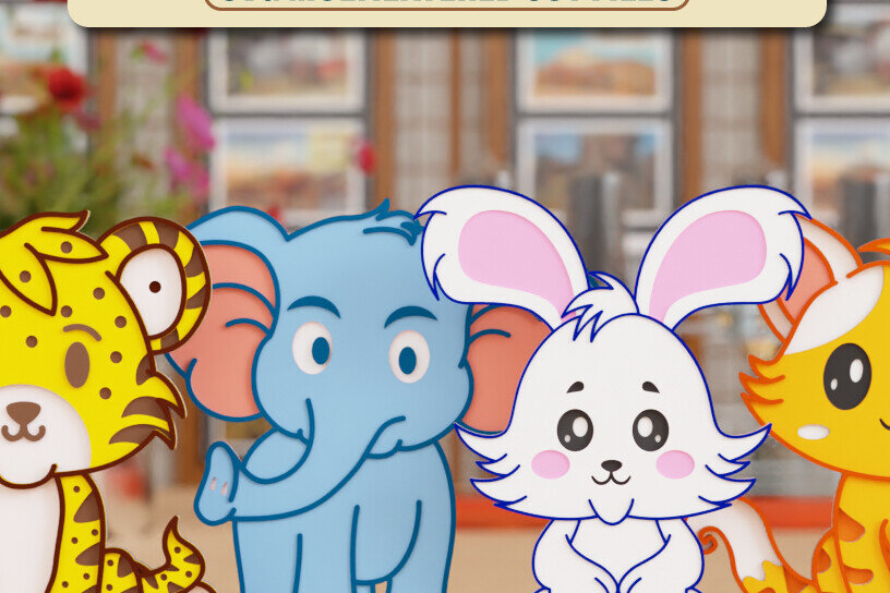 Intra απο ξύλο plywood 3mm-4mm πάχος Animal 3d Crafting BNDLE CNG Cut Δίασταση 20x30 cm INTRAFABR-100605018