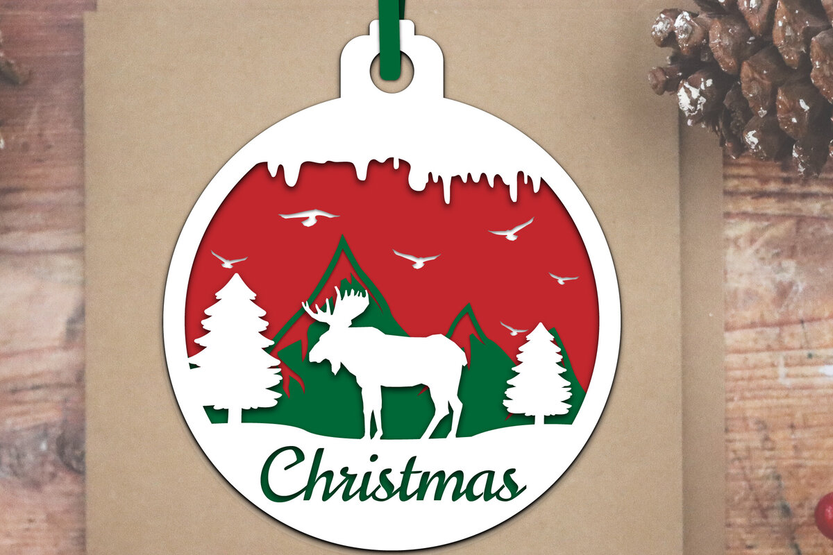 Σετ των 3 Intra απο ξύλο plywood 3mm-4mm πάχος Ζώο Χριστουγεννιάτικη Μπάλα Papercut Δίασταση 8x8 cm INTRAFABR-79733702