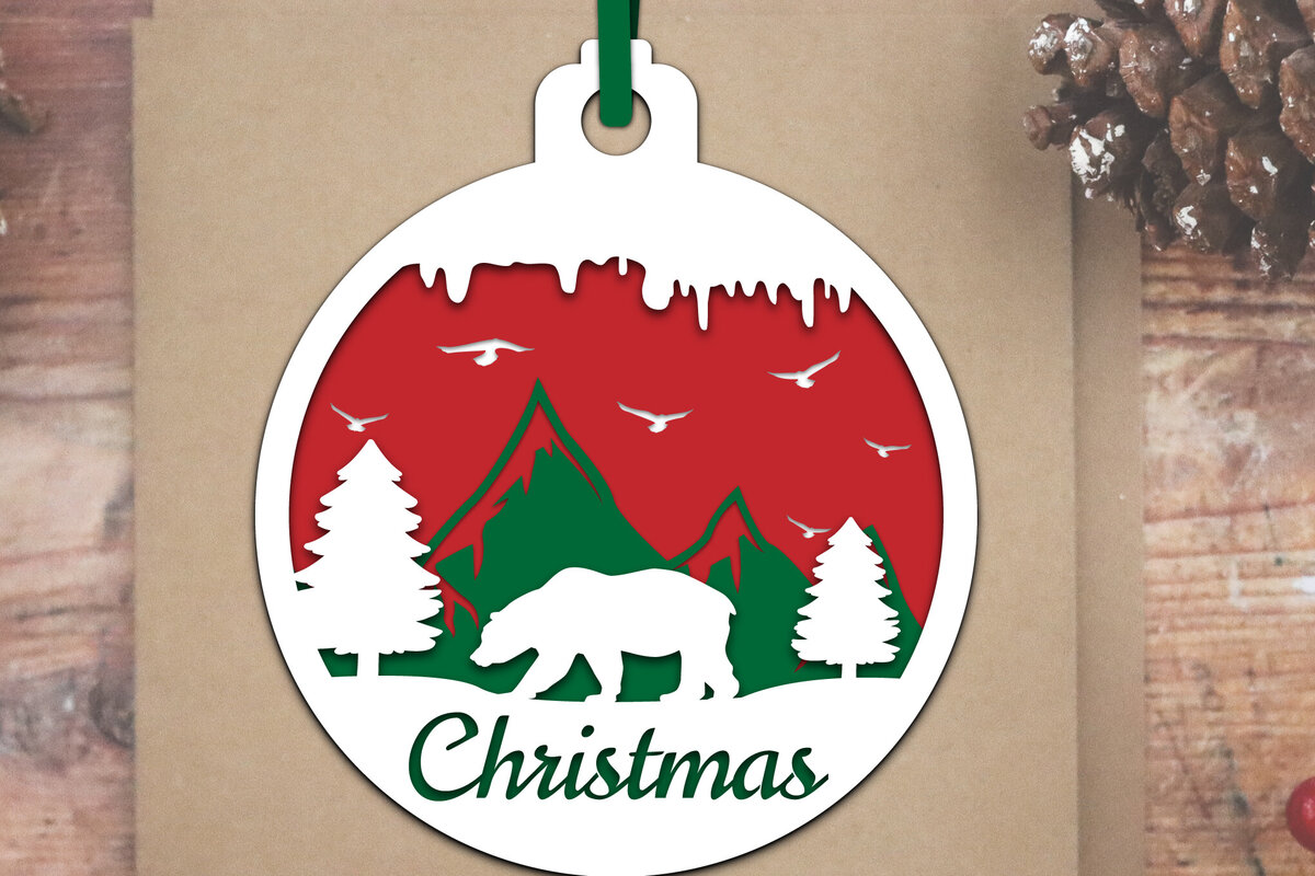 Σετ των 3 Intra απο ξύλο plywood 3mm-4mm πάχος Ζώο Χριστουγεννιάτικη Μπάλα Papercut Δίασταση 8x8 cm INTRAFABR-79733970